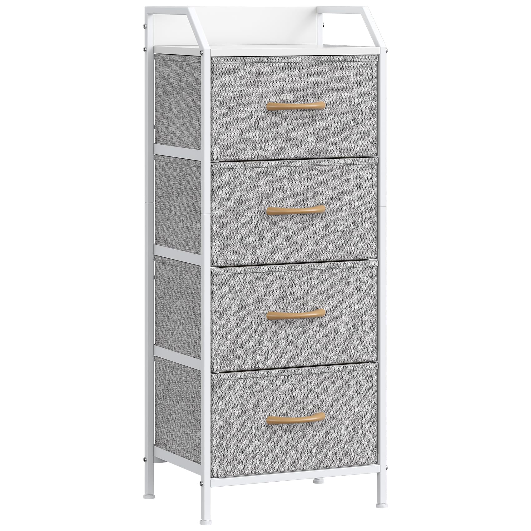 Feonase 4-Drawer Chest of Drawers with Metal Frame & Top Back Panel – Modern Fabric Storage Cabinet for Bedroom, Living Room, Small Spaces (43x30x97cm, Lighg Grey) — image 1