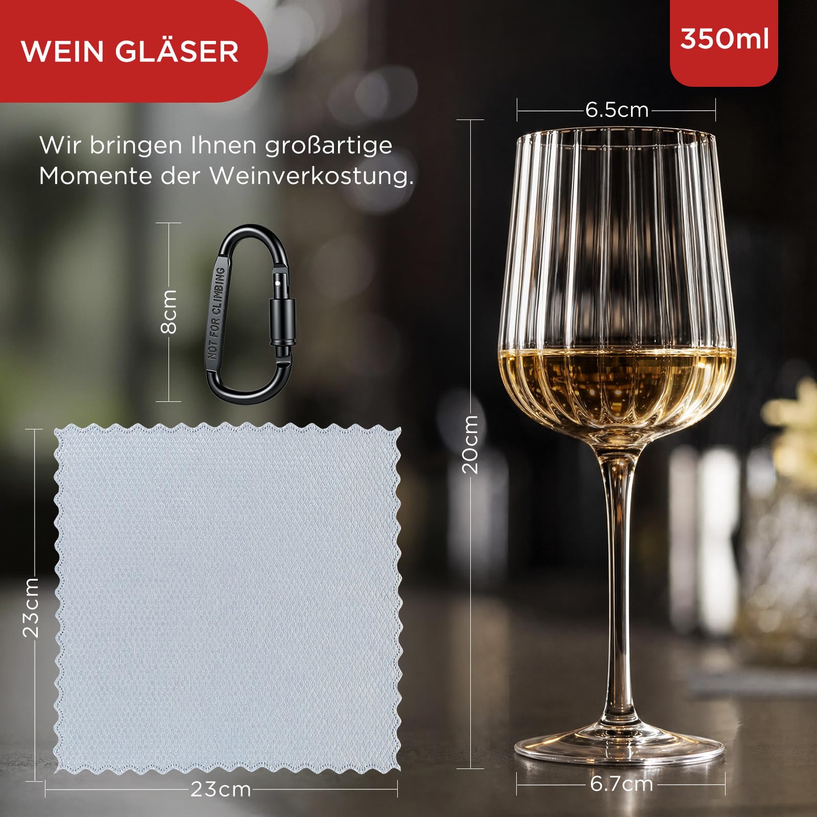 ecooe Weingläser 2er Set, Gläser to go mit Schutzhülle, Schwarz, 350ml