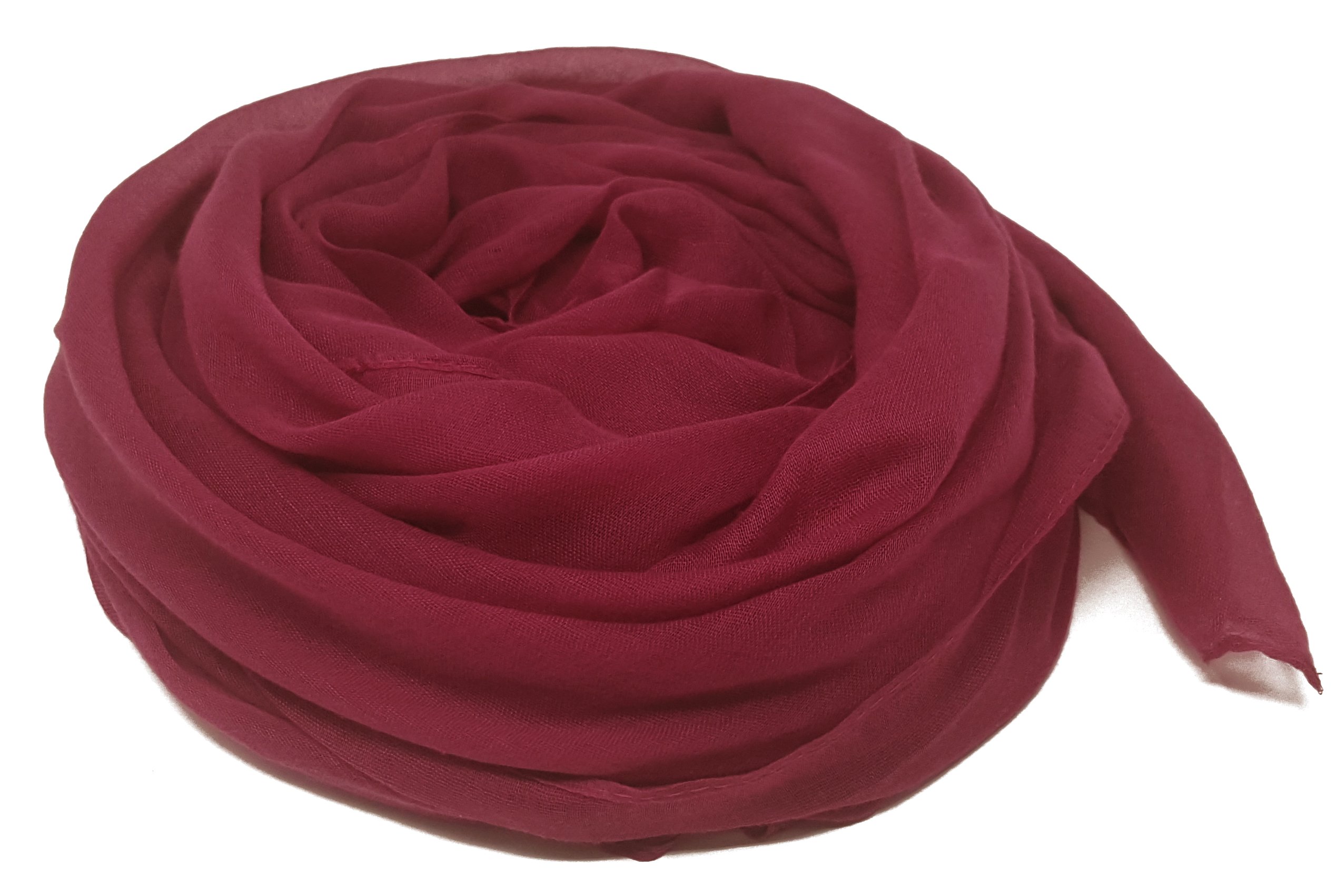 World Of Shawls Women's Burgundy World Of Scarfs One Scarf Many Ways To Wear : Plain Hijab Sarong Shawl Wrap Cover- Up Sarong Cape (Burgundy)