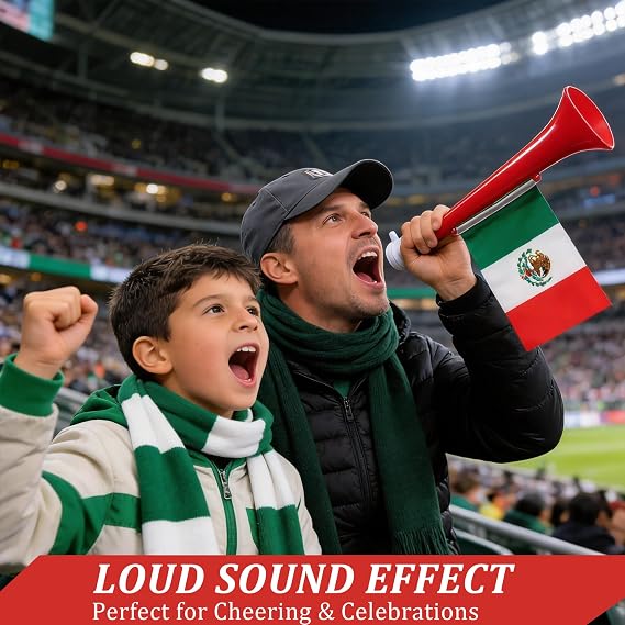 2Pcs Stadium Horns - Loud Sturdy Plastic Trumpets for Sports Events, Parties and Celebrations | Vuvuzela-Style Noise Makers for Crowd Cheering, Graduation, Parades, Birthday Parties