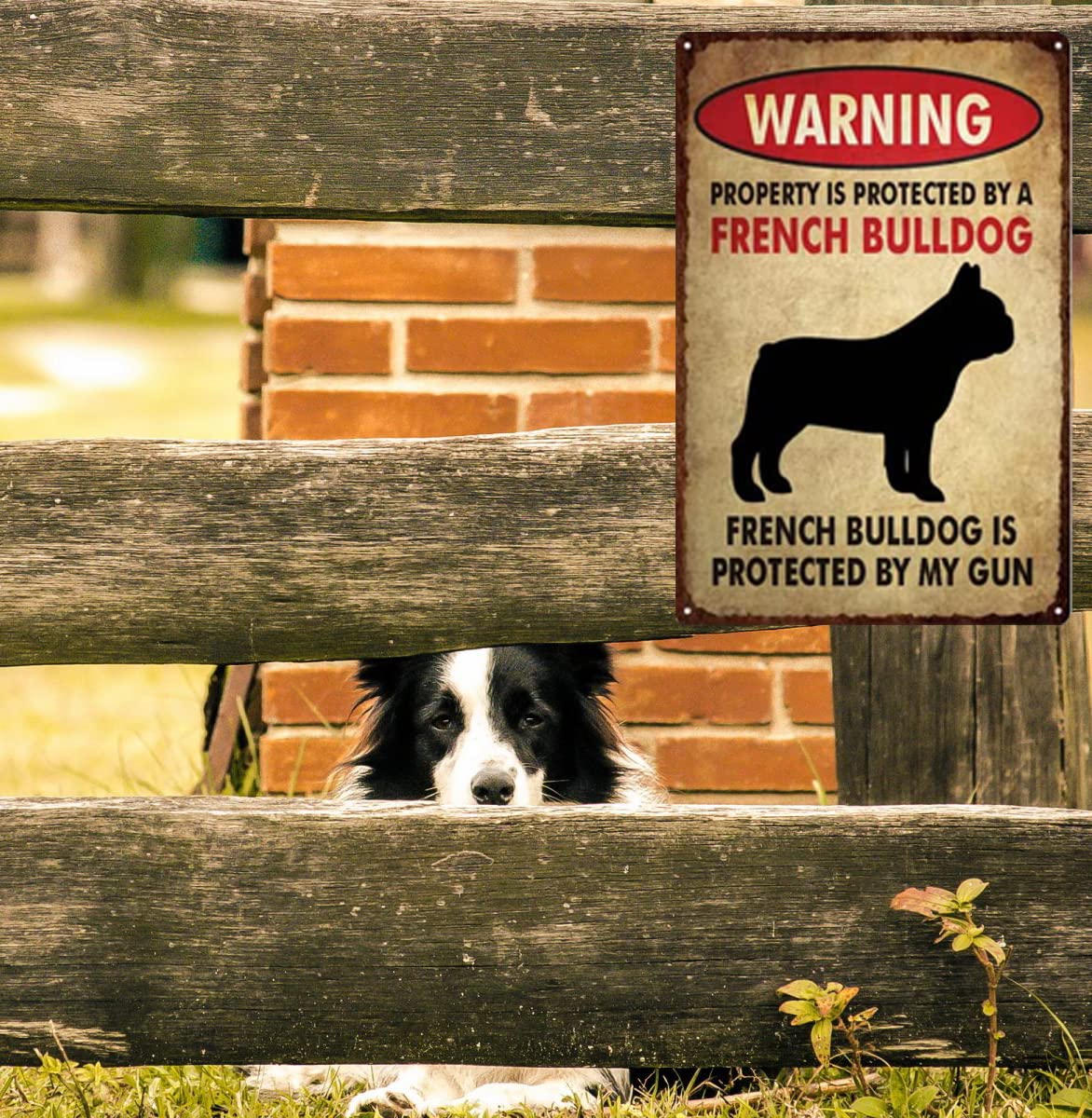 Cartello In Alluminio Vintage "Warning American Bulldog" - 20,3x30,5 Cm Per Casa O Garage