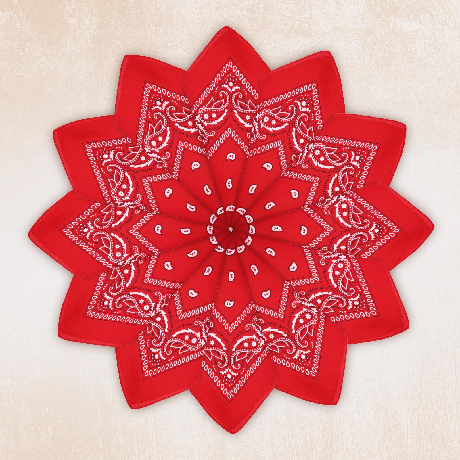 Foulard Carré para Hombre y Mujer, Pack de 12 Bandanas Paisley Estilo Cowboy