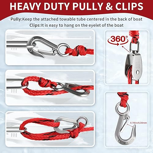 Miniatura 4 de DockMoor Water Ski Rope 75 ft 4 Sections with Self Centering Boat Tow Harness 12 ft