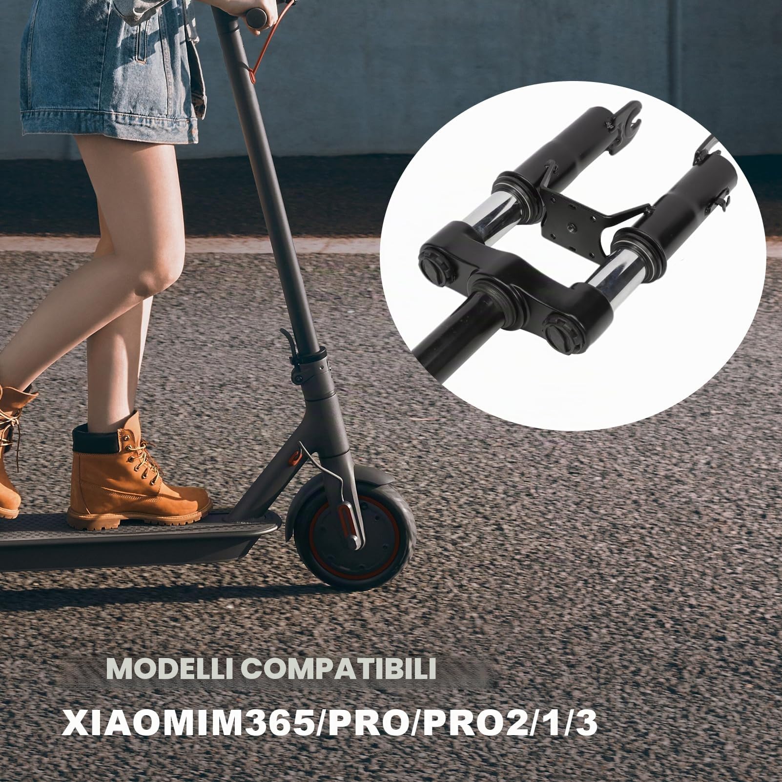 Set di sospensione con forcella ammortizzata anteriore per Xiaomi M365 Pro/Pro2/1S/Essential Lite/Mi 3 Parafango/Supporto per piedi/Parti di ammortizzazione per scooter