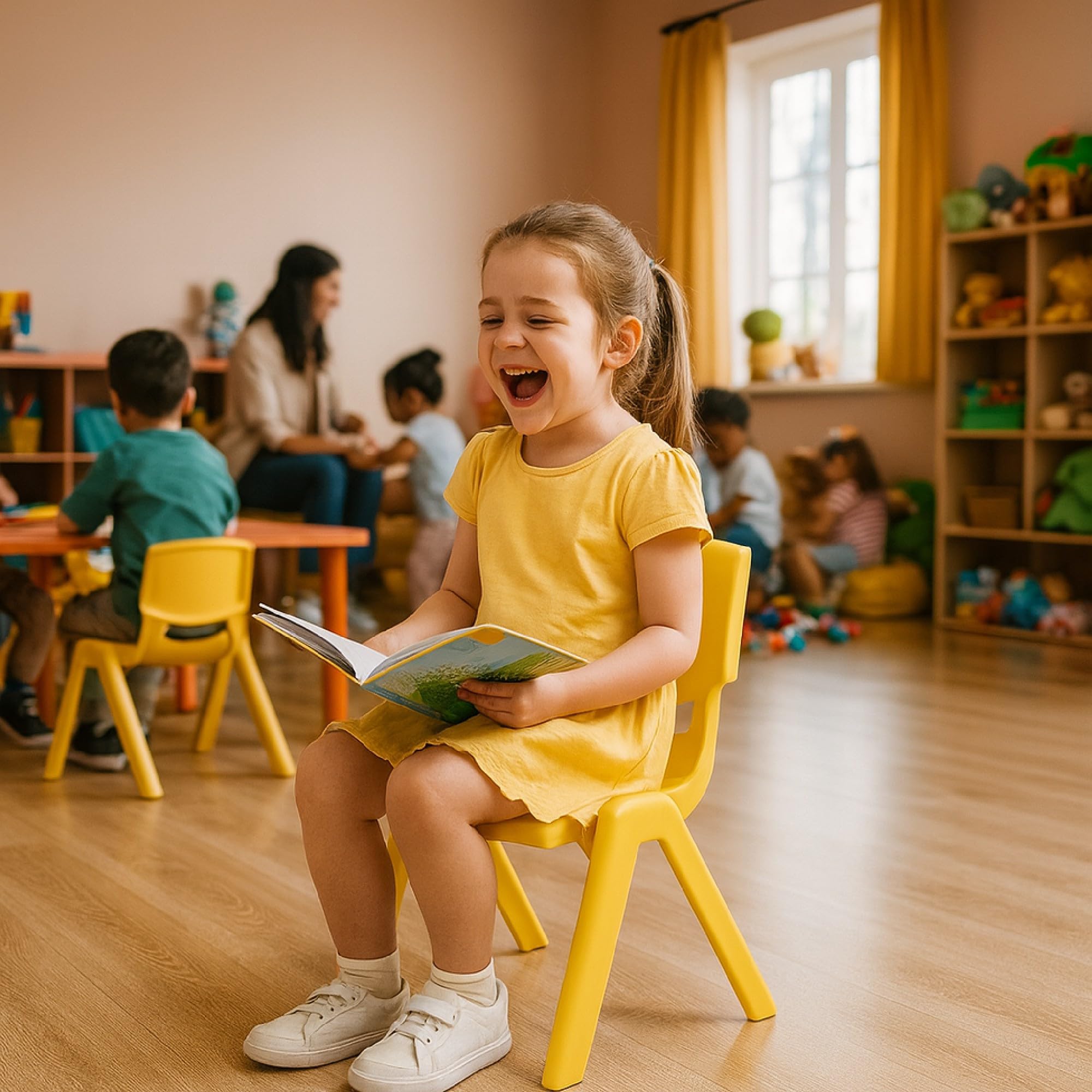 Ok Play Plastic Chair '26 cm for Kids | with Plastic Legs | Modern Design | Backrest Support | Strong & Durable | Anti Skid Bottom | Perfect for Home & School | 2 Years+ | Small-image-40