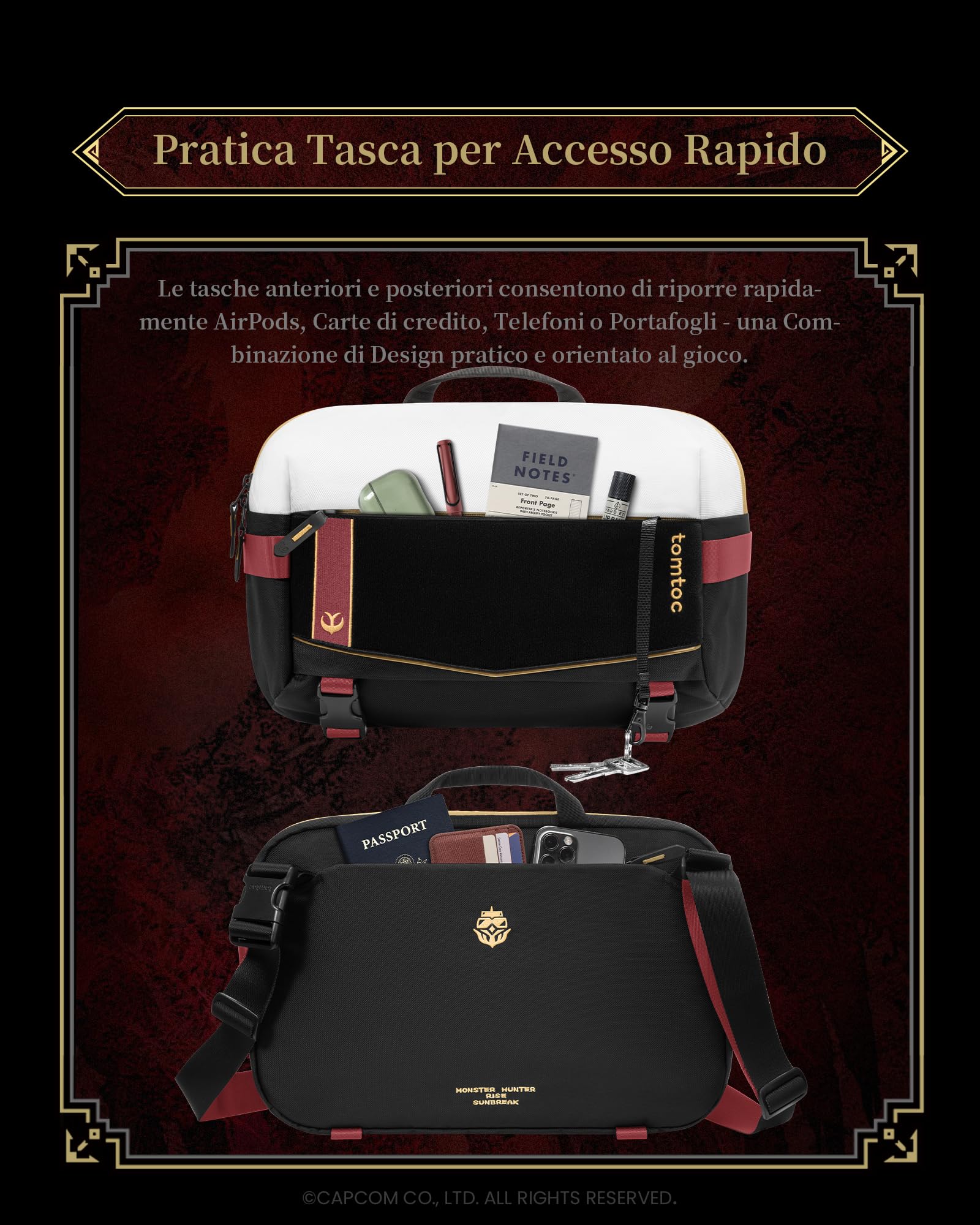 tomtoc Royal Order Sling Bag L per MacBook Pro 14 Pollici M1 Pro/Max, Borsa a tracolla Minimalista per il petto, Resistente all'acqua e Leggera per i Viaggi e il Lavoro