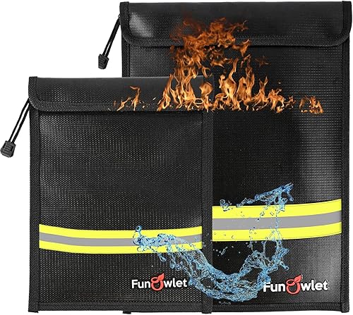 Miniatura 3 de Bolsa impermeable ignífuga para documentos de dinero, paquete de 3 bolsas seguras con cremallera, resistente al fuego y al agua, bolsa organizadora