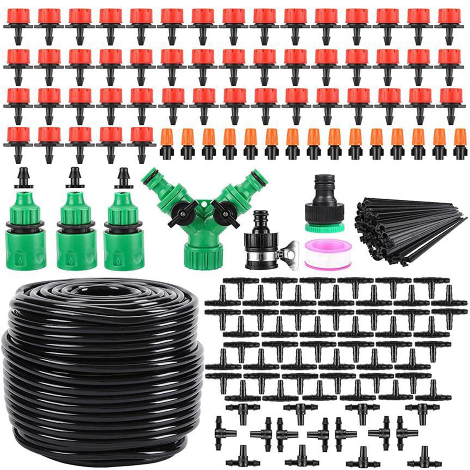 50M Irrigazione a goccia per piante in vaso irrigazione regolabile gocciolatore tubo irrigazione giardino irrigazione flessibile connettore tubo da giardino
