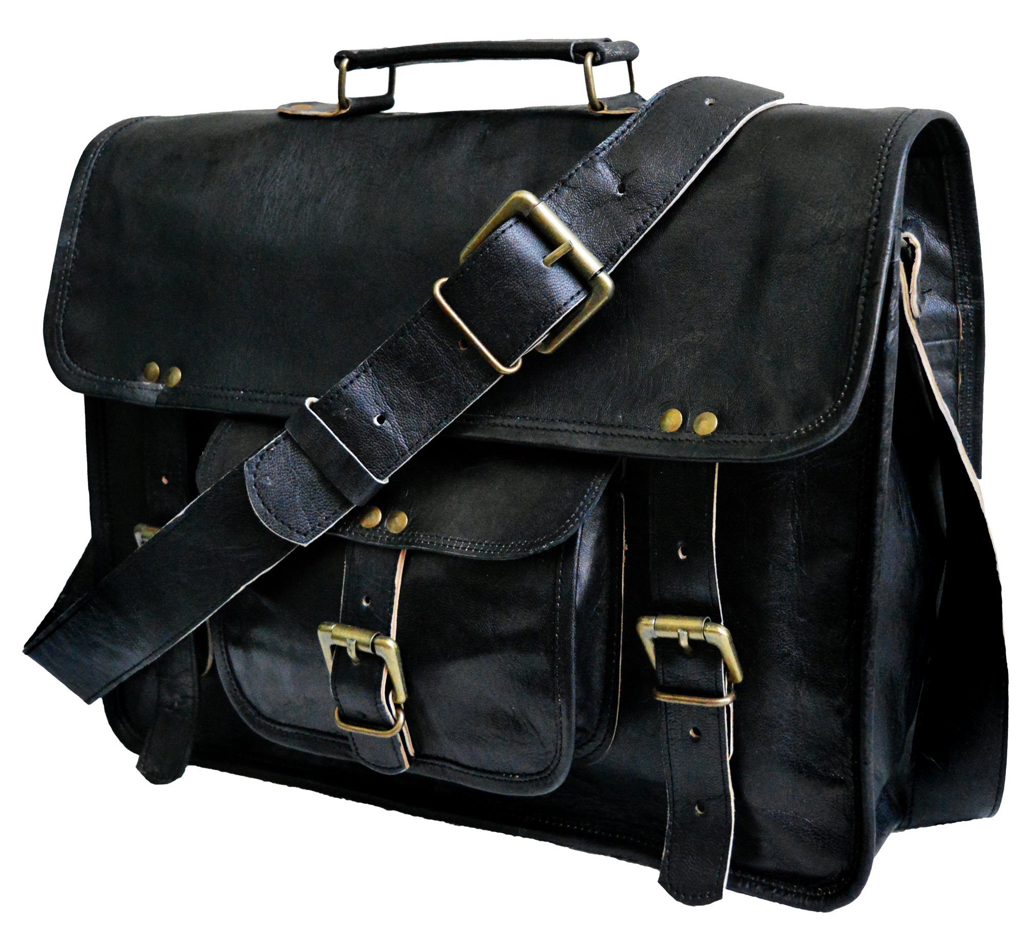 Leather Messenger Bag for Men Shoulder Bag Cross Body Bag Laptop Bag for Men & Women for 15" Laptop