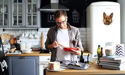 Miniatura 2 de Winston & Bear Calcomanías 3D para perros, paquete de 2, curioso pastor alemán para pared, nevera, inodoro y más, calcomanías de perro pastor alemán