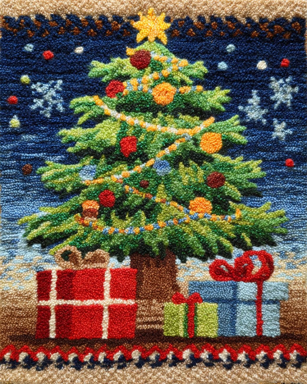 AxiangziK DIY Latch Hook Rug Kits Colorful Christmas Tree DIY Latch Hook Rug Set,Carpet Making Kit，Cross Stitch Embroidery Kits Needlework Crafts 31x45in