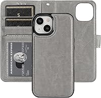 Vista 16 de Bocasal Funda tipo cartera desmontable para iPhone 15 con bloqueo RFID, ranuras para tarjetas, soporte de cuero PU premium, soporte magnético tipo