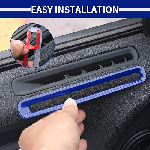 Miniatura 4 de Voodonala Para Dodge Charger Door Air Conditioner Vent Trim 2011-2022, ABS azul, 2 piezas