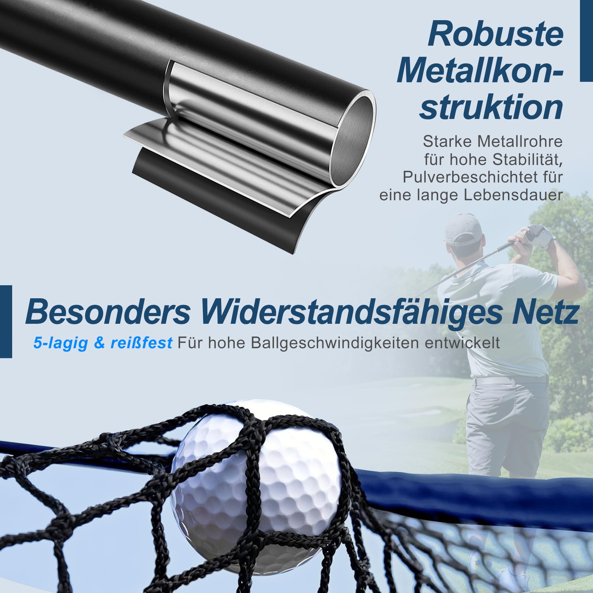 Thanaddo Golfnetz Übungsnetz 3 x 3,5m Golfübungsnetz Set mit Ziel-Tuch, Golf Trainingshilfe Trainingsnetz mit Bälle-Netz und Tragetasche für Outdoor Garten Trainingsplatz