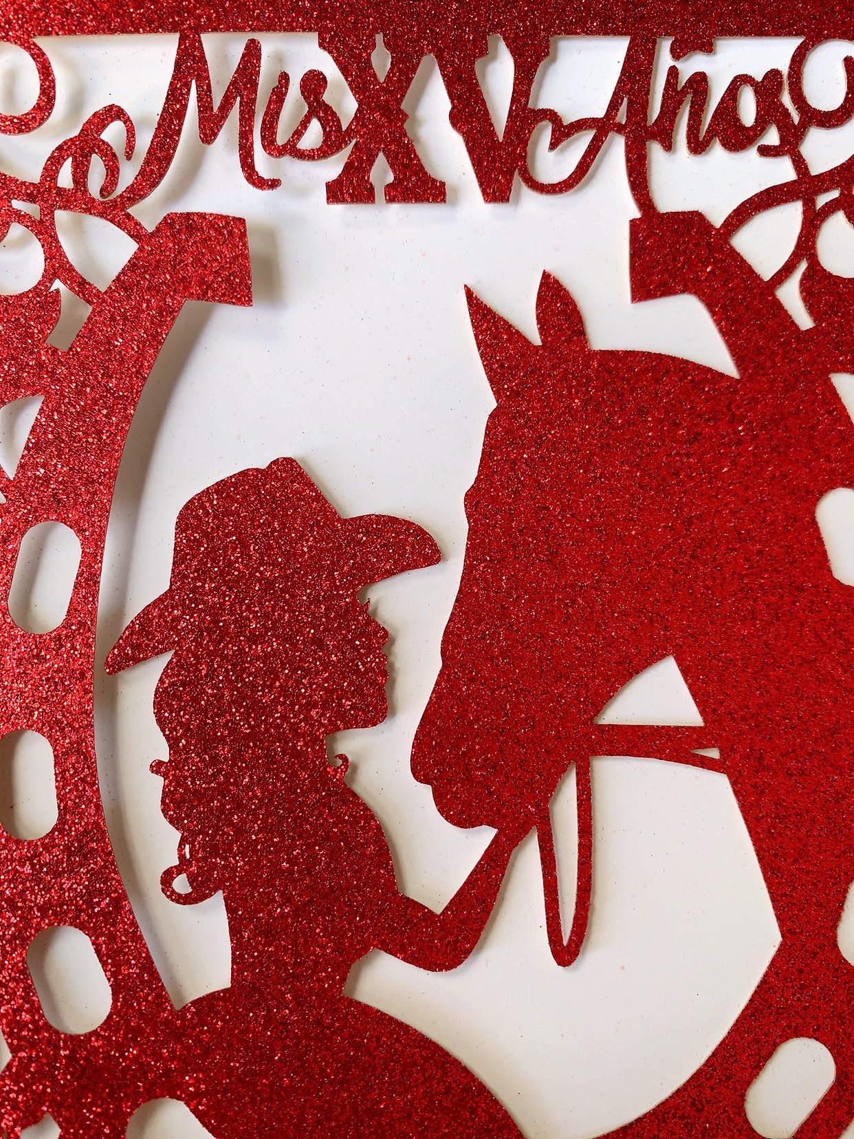 Quinceanera Einladungskarten aus Glitzer-Papier, 50 Stück, für 16 Partys, glitzernd, Pferd, Laserschnitt, Westernhochzeitskarten mit Umschlag (rot, ganzes Set)