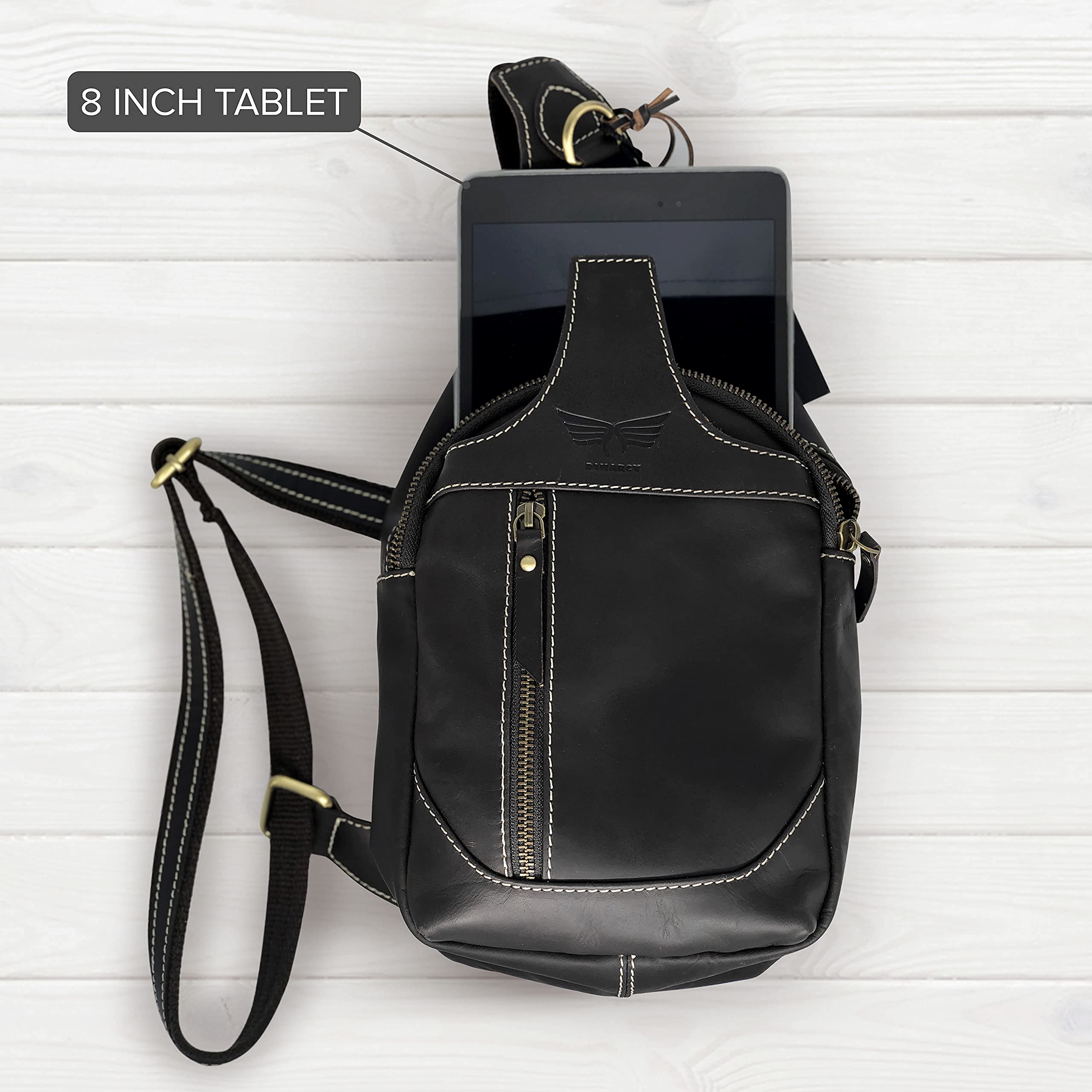 Bolso bandolera de cuero cruzado Mochila casual Mochila Pecho Hombro Multiusos Diseño atemporal Pequeños Hombres, Negro -, Bolsos cruzados 7