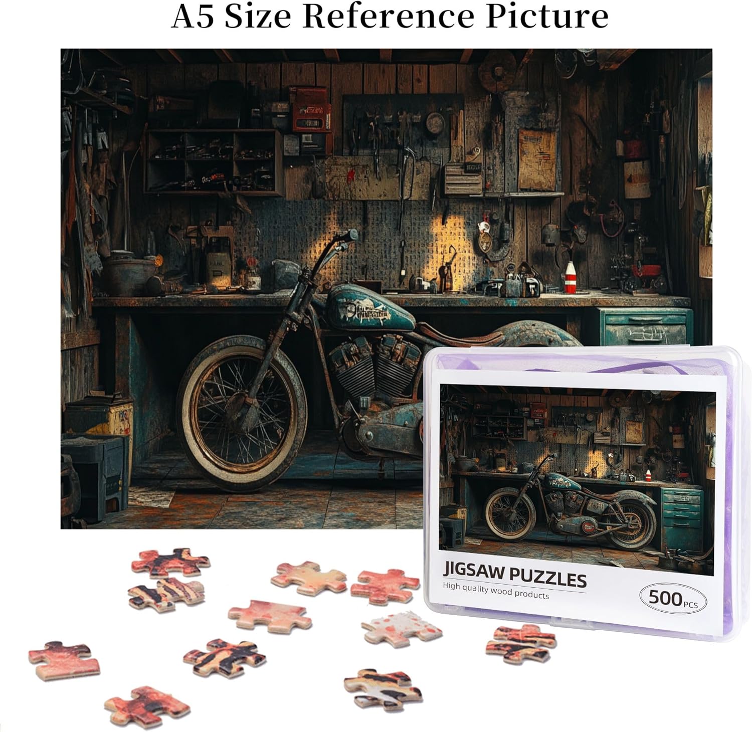 Vintage Styles Motorcycle Puzzles for Adults 500 Pieces,Stress Relieving Pleasure,Challenging Mental Puzzles,Appreciate The Charm of Machinery,Unique Artwork for Adults,for Motorcycle Lovers