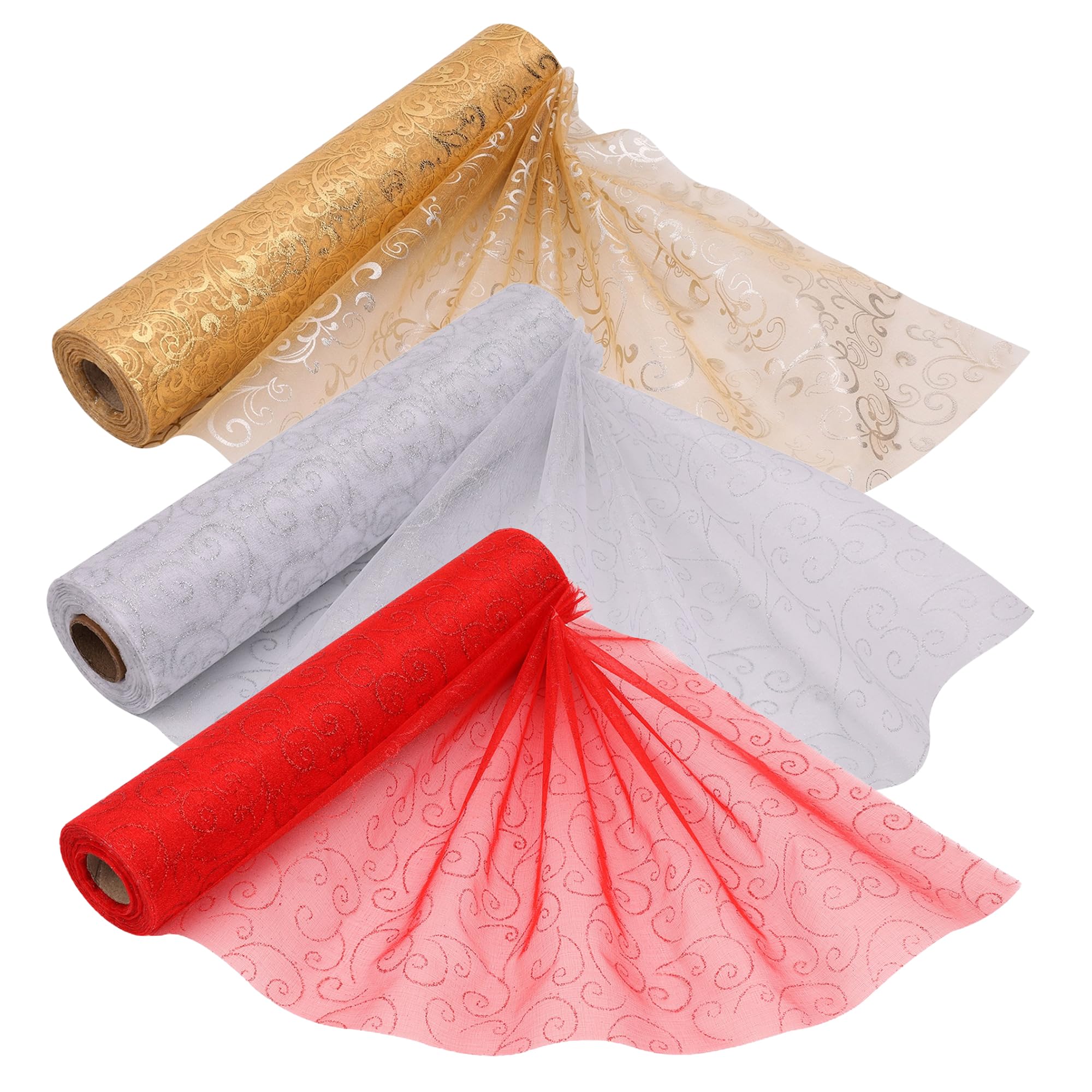 Ruban organza transparent pailleté à motifs de flocons pour loisirs créatifs de Noël