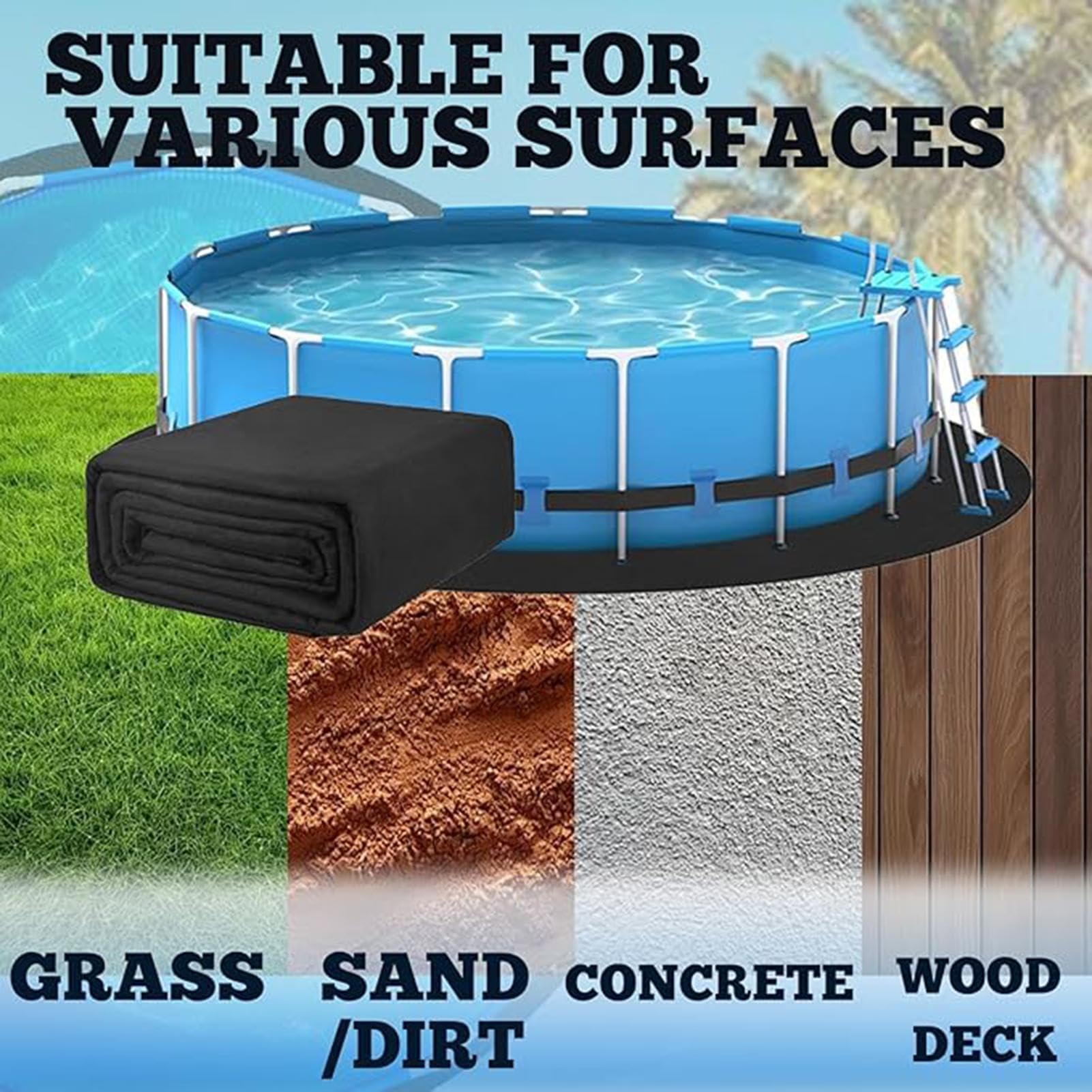 Almohadilla de suelo de piscina Almohadilla Protectora Resistente y | Almohadilla de liner piscina sobre tierra Para exterior, natación, suelos, terrazas, verano, niños, mascotas