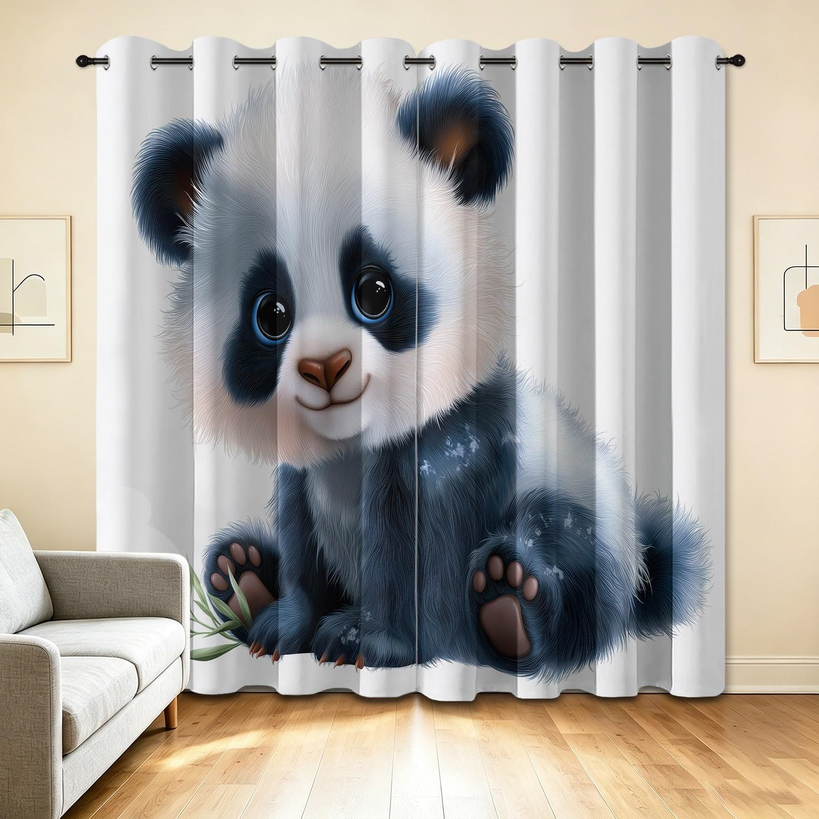 Générique Rideau Occultant Thermique Isolant Anti, Mignon Ours Balançoire s Abeilles Arbre Rideaux Fenêtre Opaques à Oeillets Anti Froid UV Bruit, pour Chambre Bébé Classe 140L x 215H cm Blanc