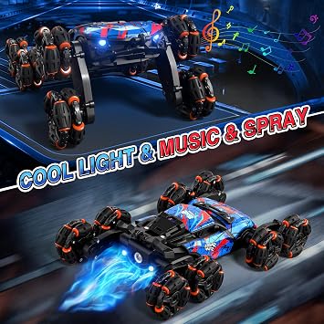 Sunrad 8WD Gesture Sensing RC Stunt Car with Spray & Light & Music Hand RC