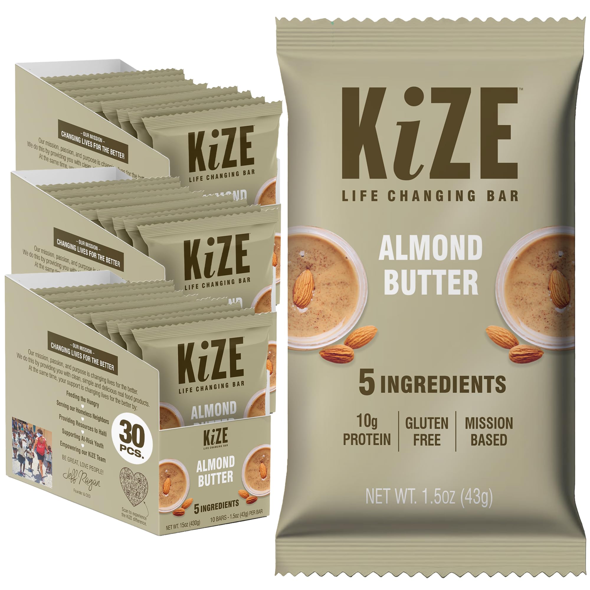 - Energy Bars - Almond Butter - 30-Count - Almond-Butter-Based, Gluten Free, Non-GMO, and High Protein Meal Replacement Energy Bars, Clean and Simple Food Ingredients - 10g High Protein Snacks (30 Count)