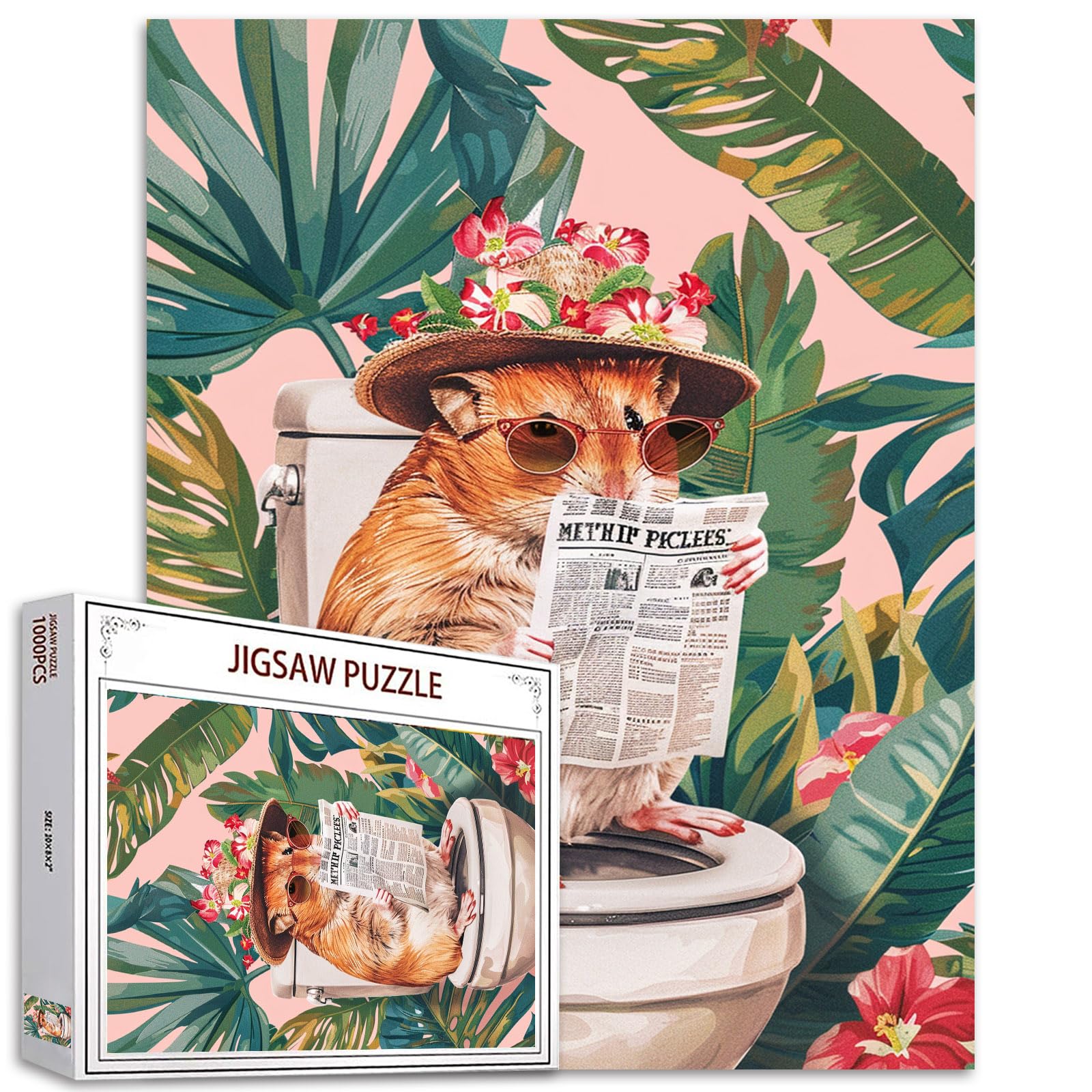 Tucocoo Cute Hamster Toilet Puzzle - 1,000 Pieces - Fun Animals - Bathroom Journal - Handmade Art - Perfect Family Puzzle for Home Decoration — image 1