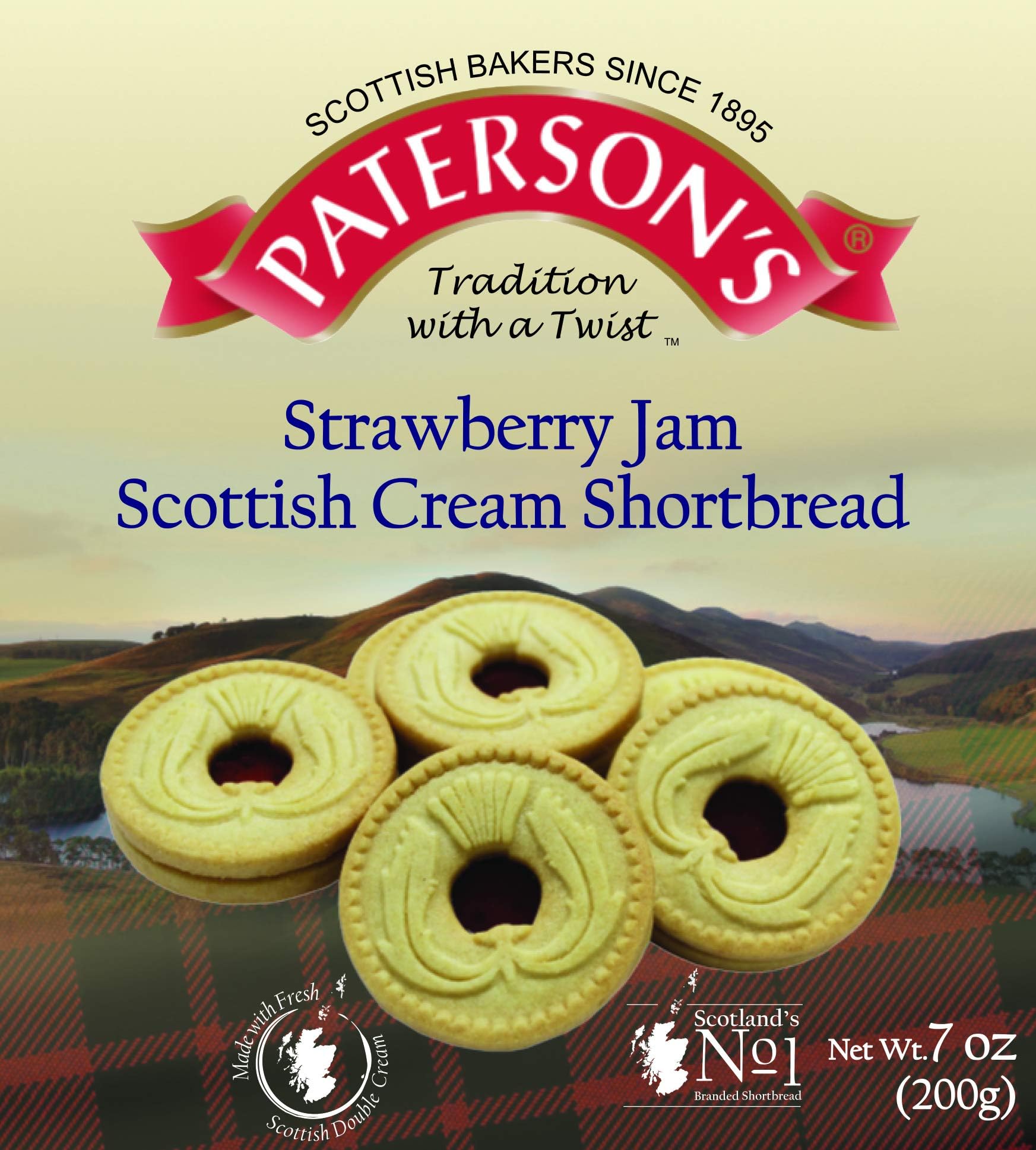 Paterson's Strawberry Jam Scottish Cream Shortbread, 200g, 7 oz, Indulgent Holiday Treats