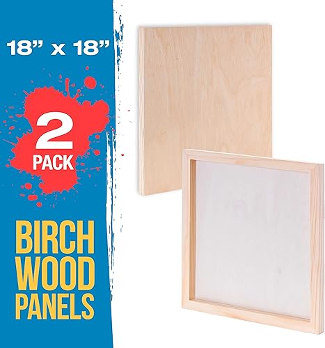 Miniatura 2 de U.S. Art Supply Paneles de madera acunados sin terminar para pintar, paquete de 2 tableros de lona de madera de abedul de estudio de 3/4 pulgadas de