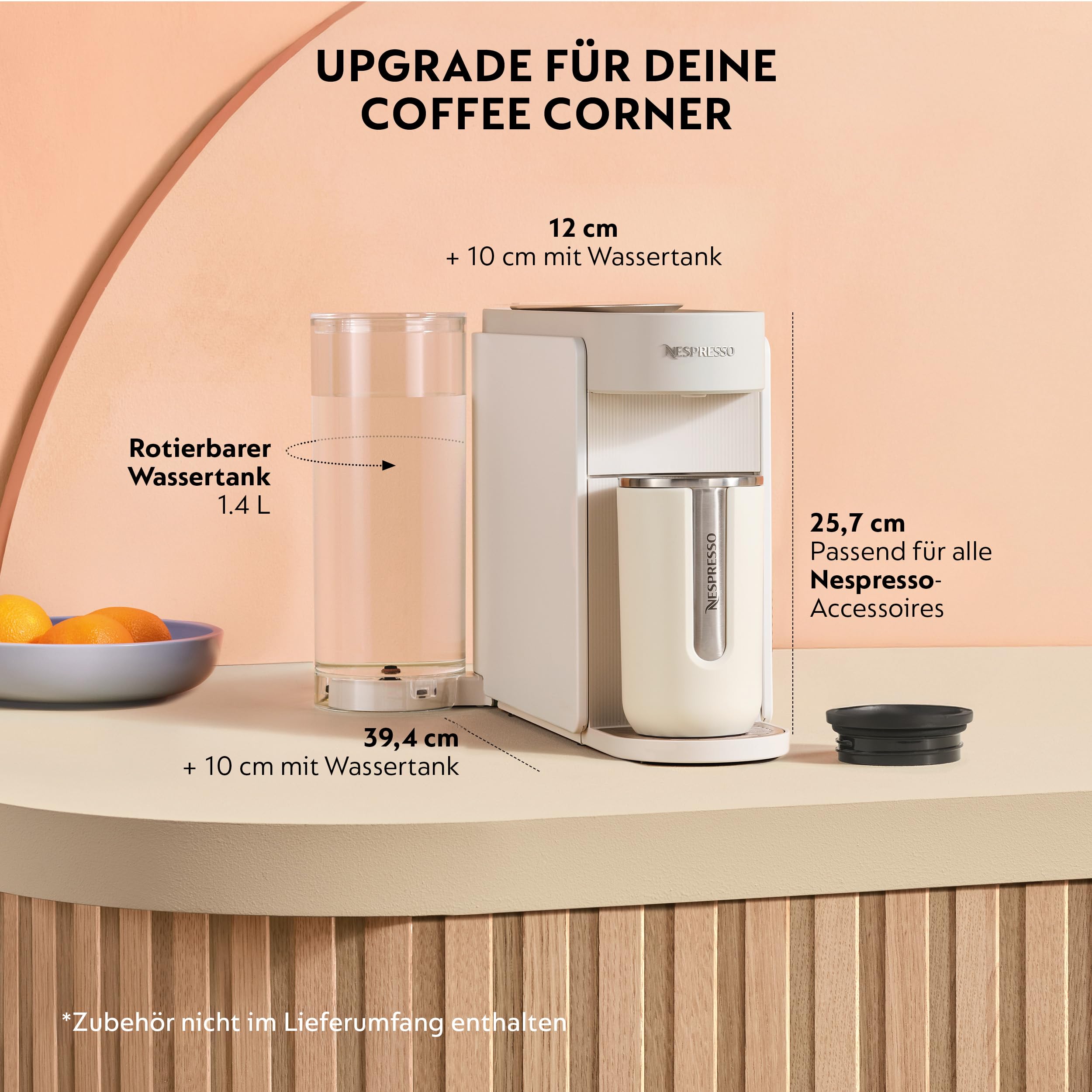 NESPRESSO Delonghi Vertuo Up Kaffeekapselmaschine für 5 Tassengrößen | 3 Sekunden Aufheizzeit | One Touch Kaffee Zubereitung | 1,4 L Wassertank | Kompaktes Design | Weiß (ENV200.W)