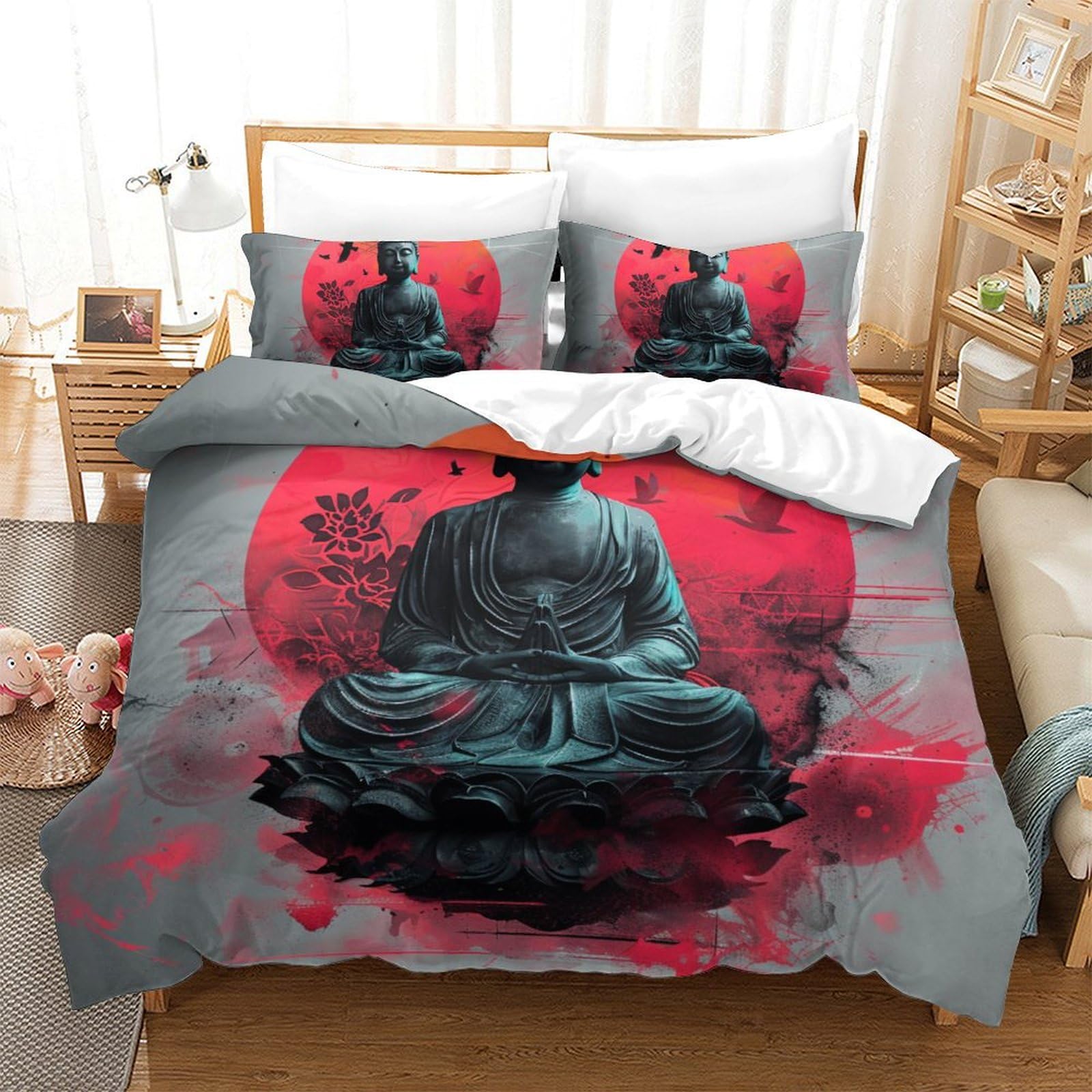 Housse de couette Bouddha respirante contre la chaleur nocturne 220x240