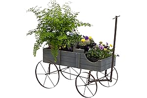 Wagon Planters for Outdoor Plants: The Shine Company Decorative Wagon Garden Planter
