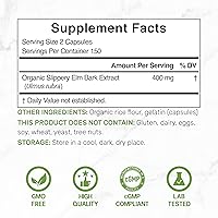 Vista 2 de DEAL SUPPLEMENT Cápsulas de olmo resbaladizo – 300 píldoras, hechas con extracto orgánico de polvo de corteza interior – hierba natural para calmar