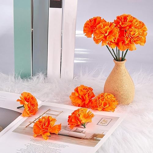 Miniatura 4 de Syhood 50 piezas de flores de caléndula del 4 de julio, decoraciones para el Día de los Caídos, flores patrióticas para decoración floral con