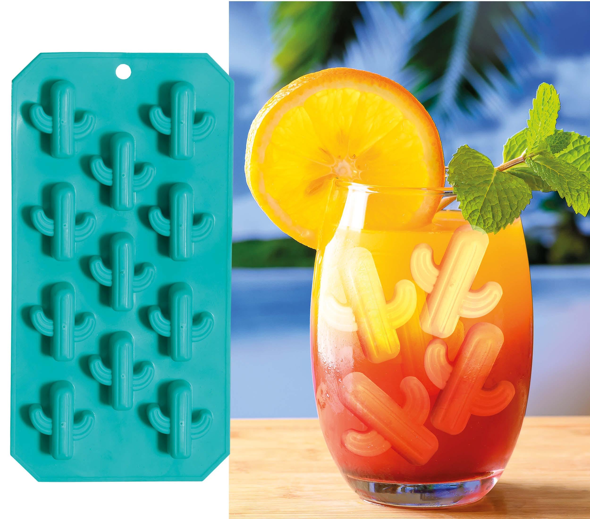 FIESTAS GUIRCA | Cactus Ice Cube Tray (4.5x8.9 in) - Mould for Ice at Summer and Graduation Parties - Table Decoration for Hawaiian and Tropical Celebrations - Green