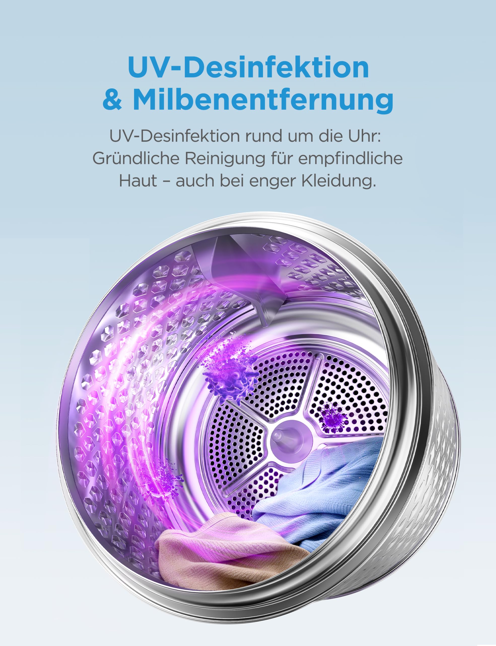 Midea Serie V5 Wärmepumpentrockner, 9 kg, Energieklasse C, WLAN-Steuerung, 30 Minuten Schnelltrocknung, UV-Desinfektion mit Milbenentfernung, Knitterschutz, Inverter-Motor, Weiß, MDV5EH90WBC