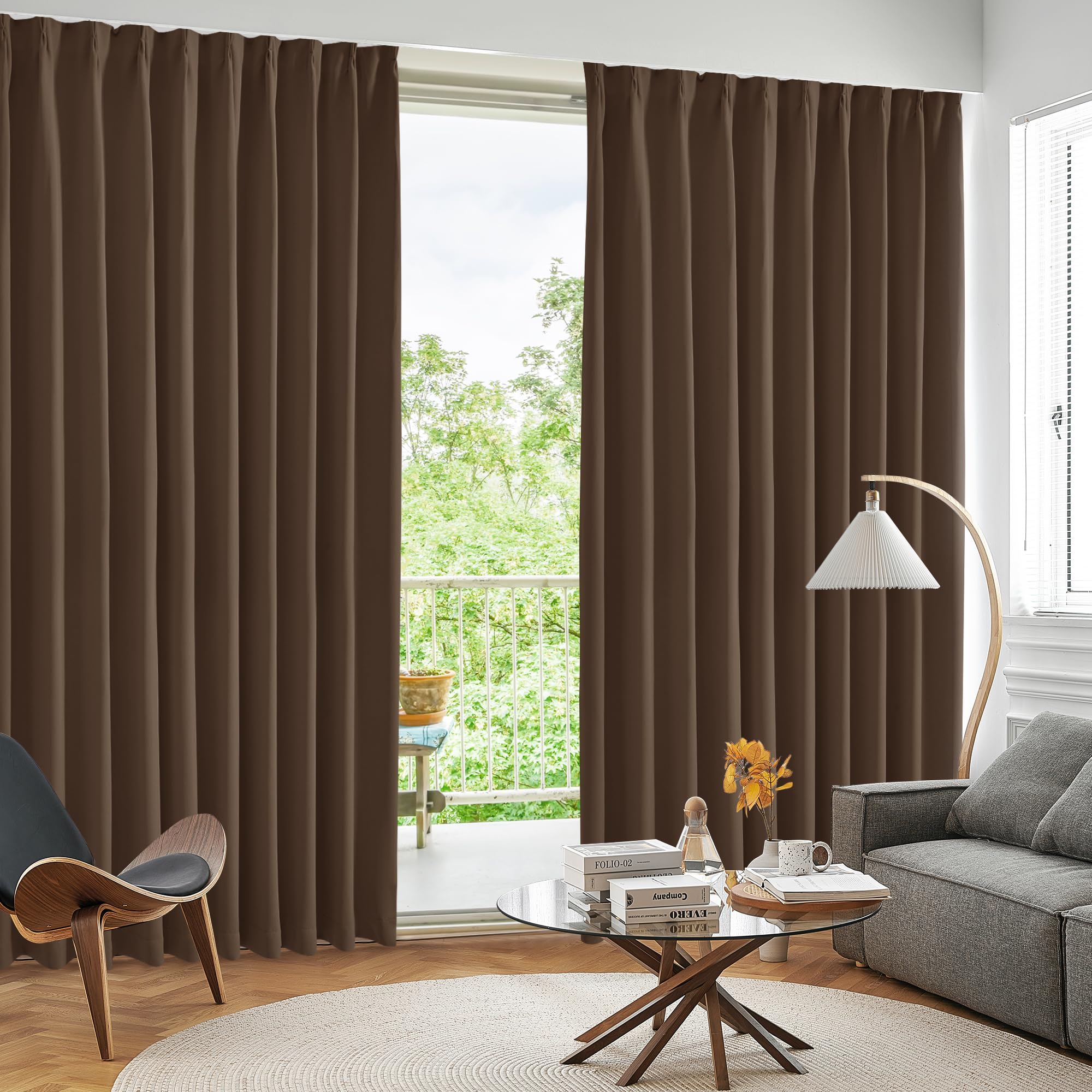 【ブラウン】Deconovo 1級遮光ドレープカーテン Amazon｜Deconovo カーテン 1級遮光 2枚組 幅130×丈200cm 厚手