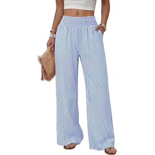 Sampeel Wide Leg Pants Woman High Waist Trousers with Pockets Casual Lounge