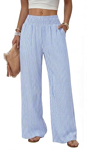 Sampeel Wide Leg Pants Woman High Waist Trousers with Pockets Casual Lounge