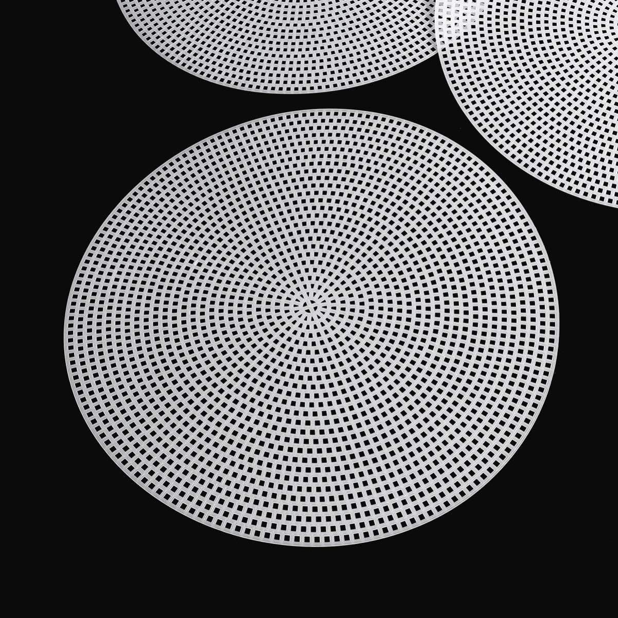 Ciieeo DIY Round Cross Stitch Mesh Sheets 10pcs Cuttable Plastic Grid Plate White 20cm Versatile Mesh for Bag Lining Embroidery and Craft Projects