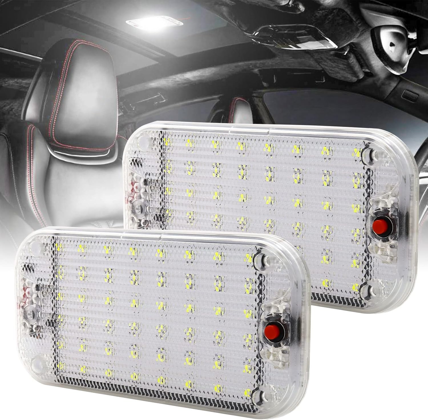 Biqing 2PCS RV LED Interior Light,Universal 10W 48 LED Car