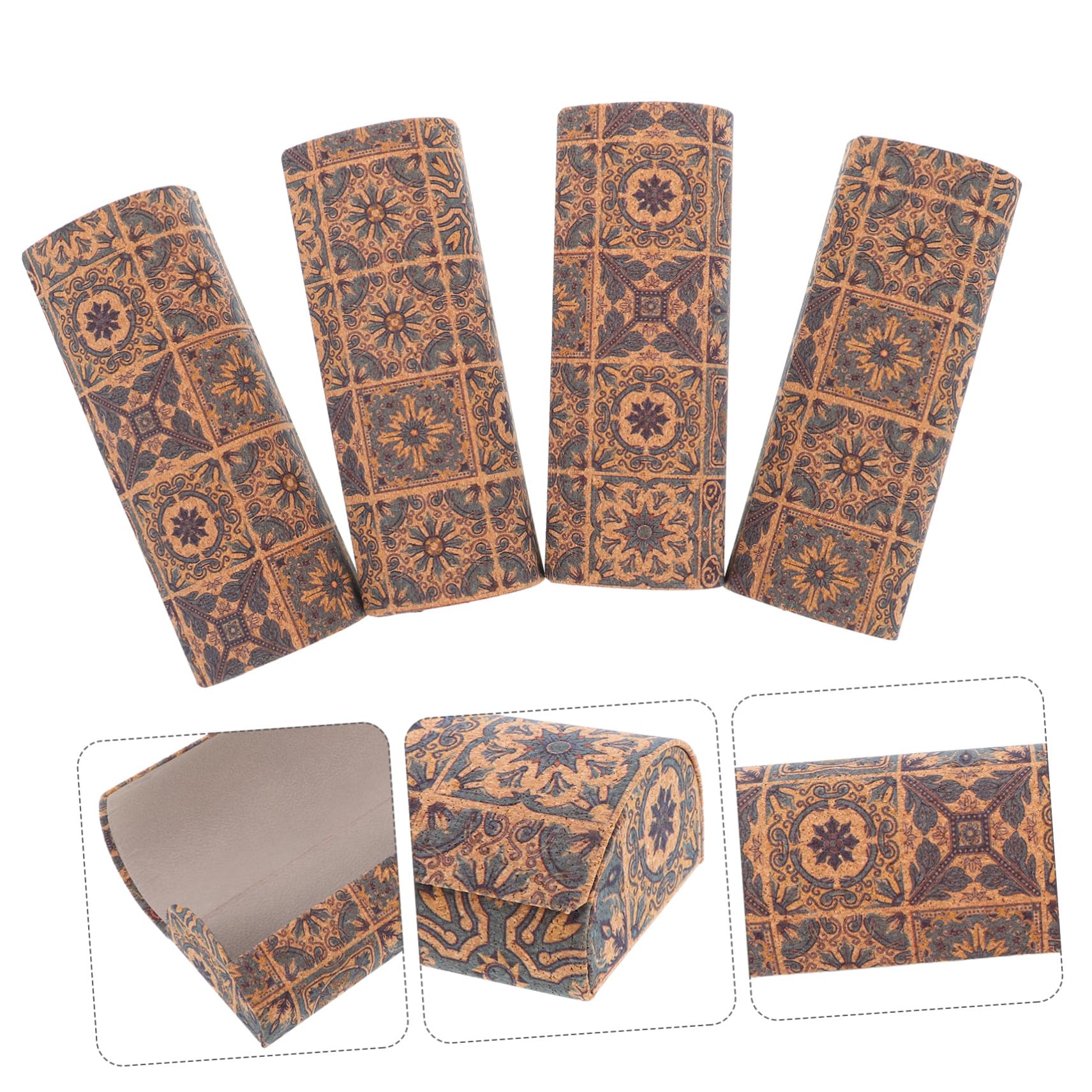 POPETPOP Custodia Rigida per Occhiali Vintage 4 Pezzi 6, 1x2, 2 | Chiusura Magnetica, Pu Interno Floccato, Stile Boho Retrò per Uomo e Donna