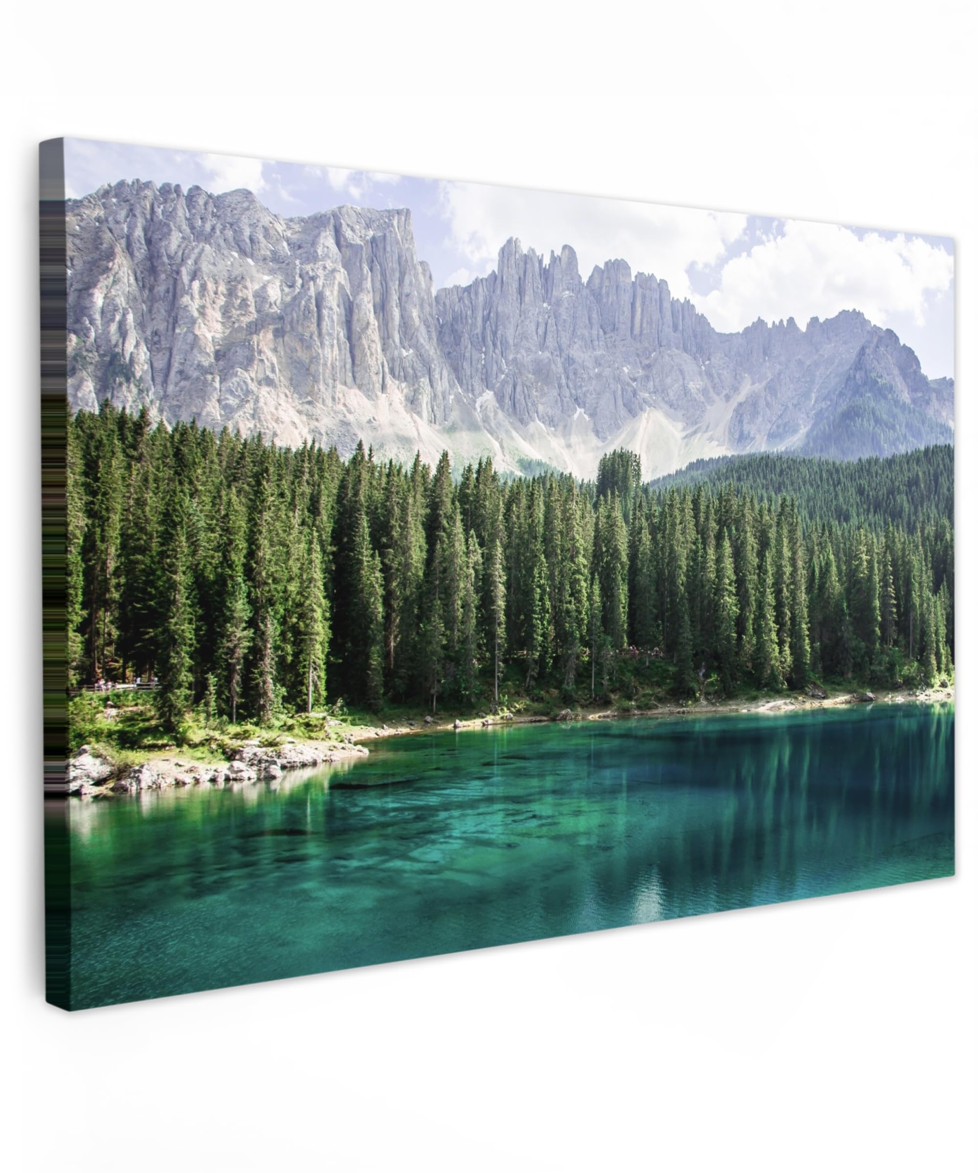 MuchoWow© Leinwand Groß 120x80 cm XXL Deko Schlafzimmer Aesthetic Leinwandbilder Wohnzimmer Gemälde Foto Geschenk Living Room Decoration Landschaftsbilder - Bilder Natur - Berg - Bäume - Wasser