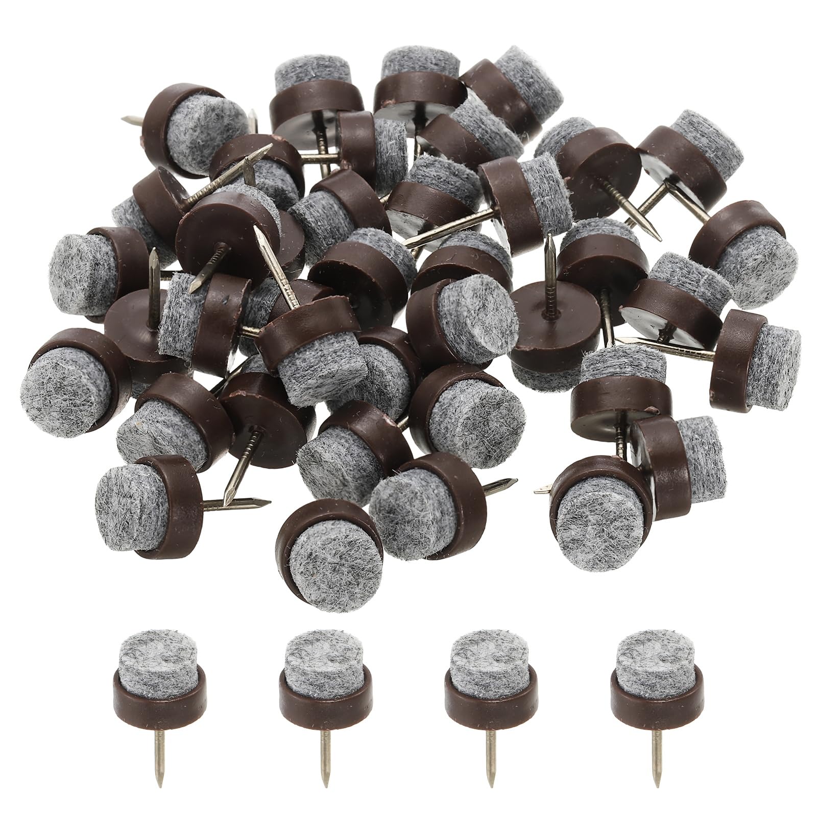 PATIKIL 14 mm Nail-on Felt Pads, 40 Pcs Round Felt Furniture Sliders Pads Heavy Duty Floor Protectors for Wooden Chair Sofa Cabinet Table Leg Feet Hardwood Floors, Brown โ image 1
