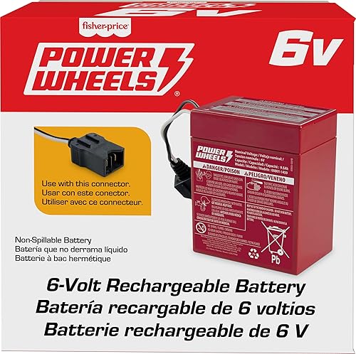 Miniatura 4 de Power Wheels Batería de repuesto recargable roja de 6 voltios para juguete Fisher-Price para preescolar y niños pequeños, color rojo