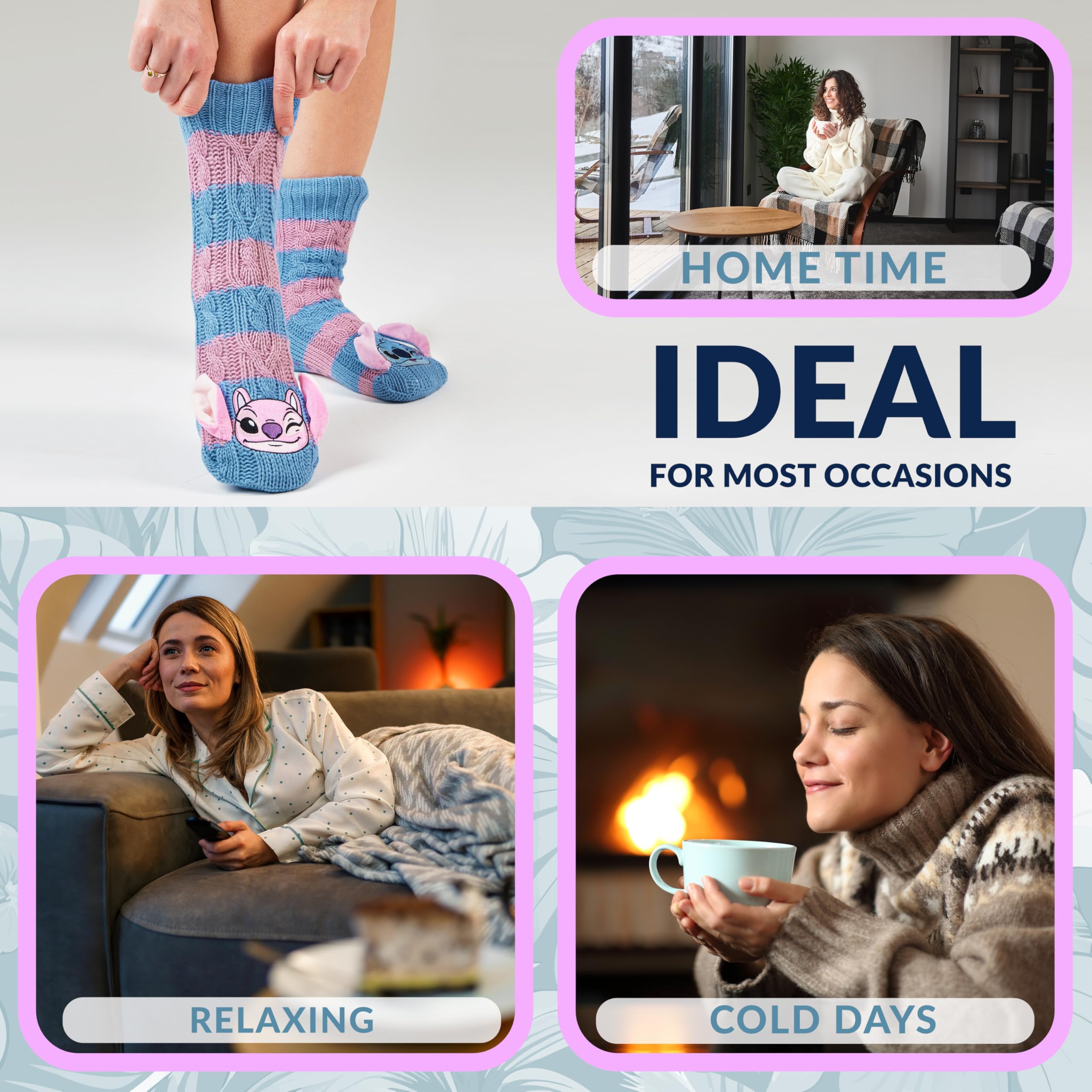 Get Trend Kuschelsocken Damen Teen 35-41, Rutschfeste Stoppersocken, Peanuts Woodstock, Der Grinch, Hello Kitty, Stitch & Mehr