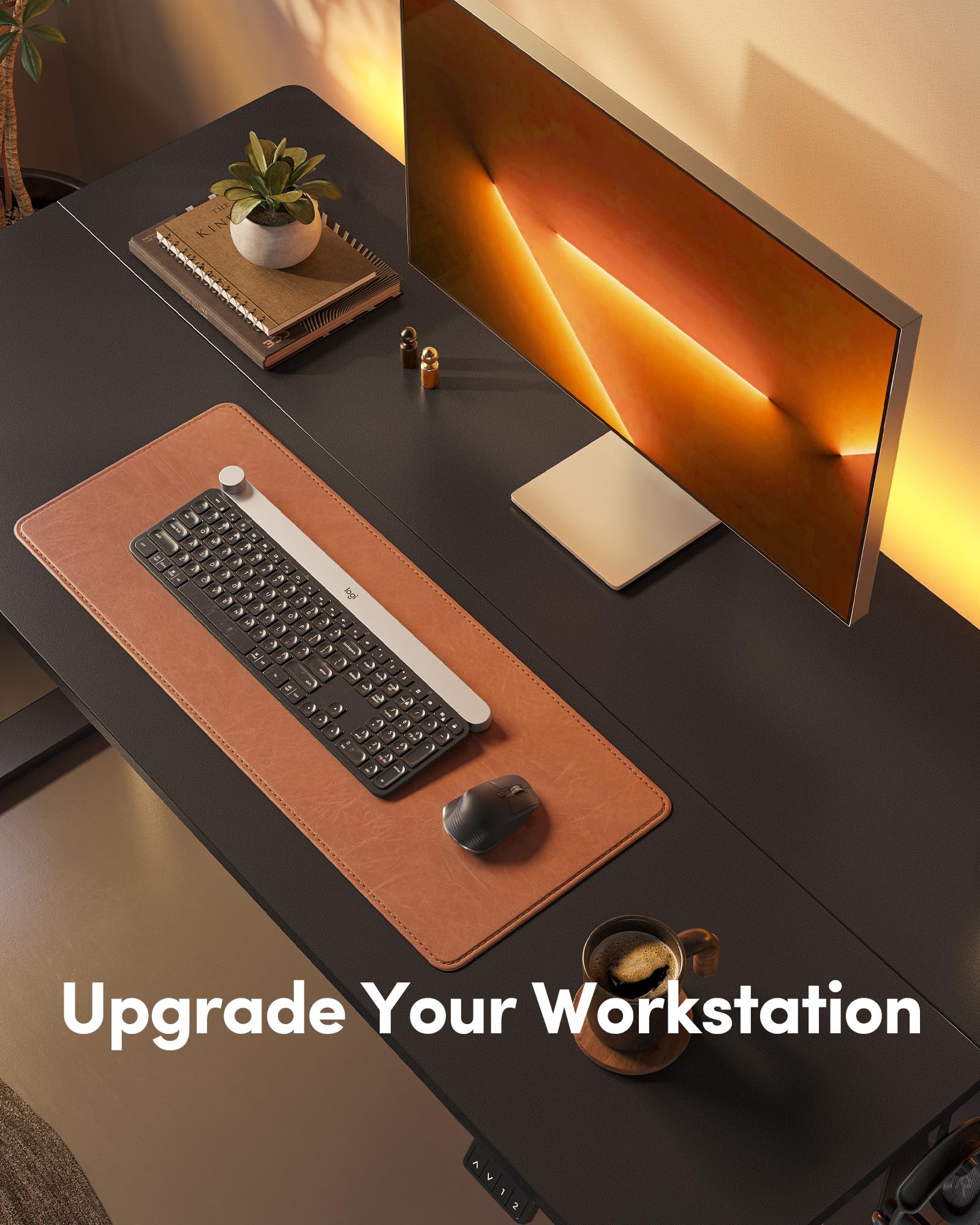 FEZIBO 48 x 24 Inchs Electric Standing Desk, Height Adjustable, Sit Stand Up, Computer Office Desk with Splice Board, Black Frame/Black Top