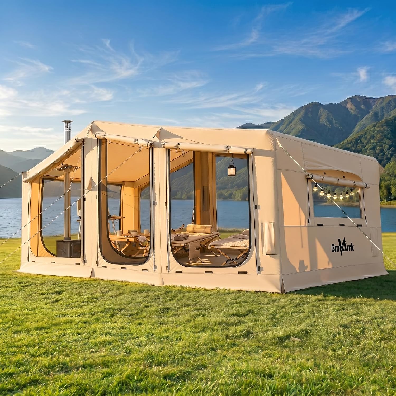 Inflatable Tent for Camping,4-6 Person Tents with 2 Room and Screen Room