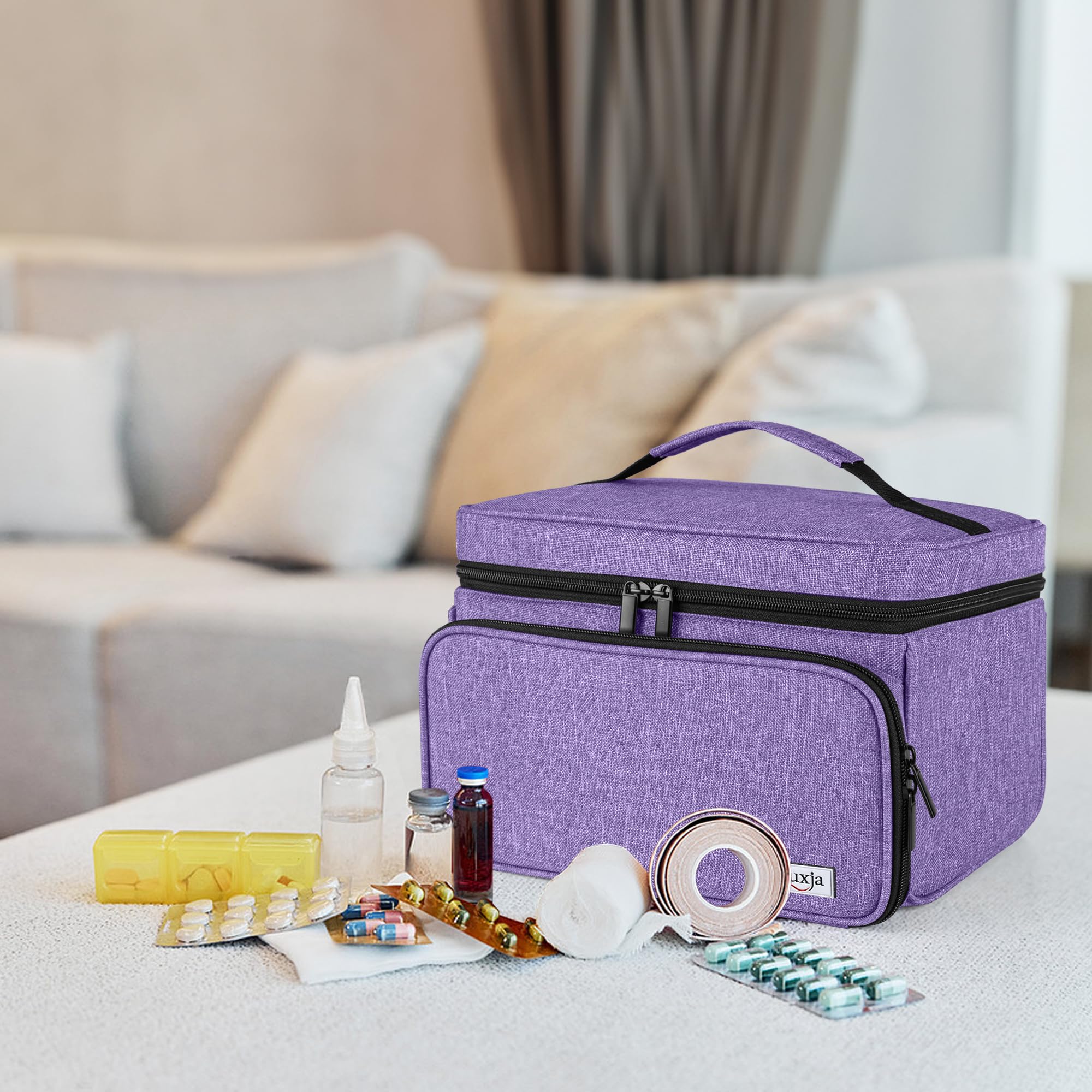 Luxja Medizinische Tasche, Notfalltasche für Medizinisches Zubehör, Medikamententasche für unterwegs, Medizintasche für Erste Hilfe Sets, Lila