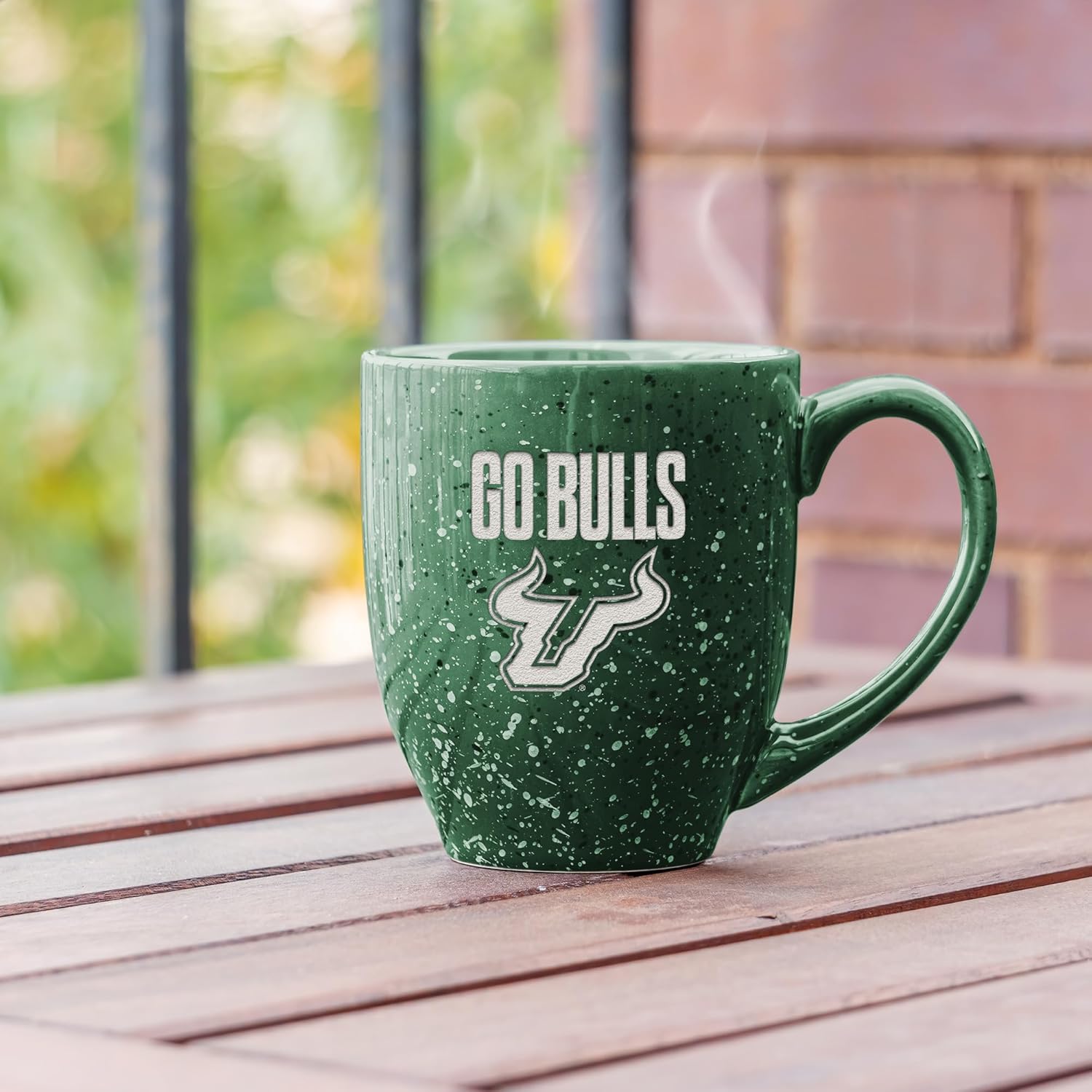 Rico Industries NCAA South Florida Bulls - USF "Go Bulls" 16 oz Team Color Laser Engraved Speckled Ceramic Coffee Mug - Image 3